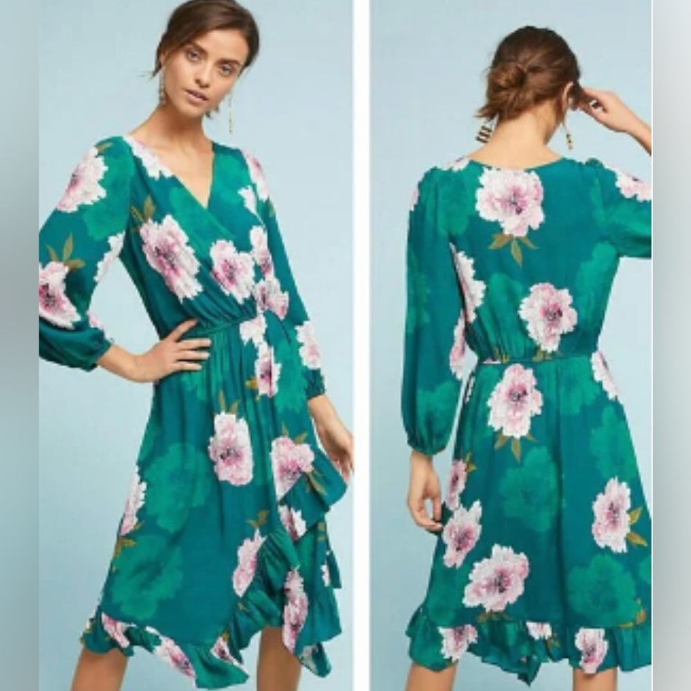 Anthropologie Tracy Reese Plenty Green Floral Dress